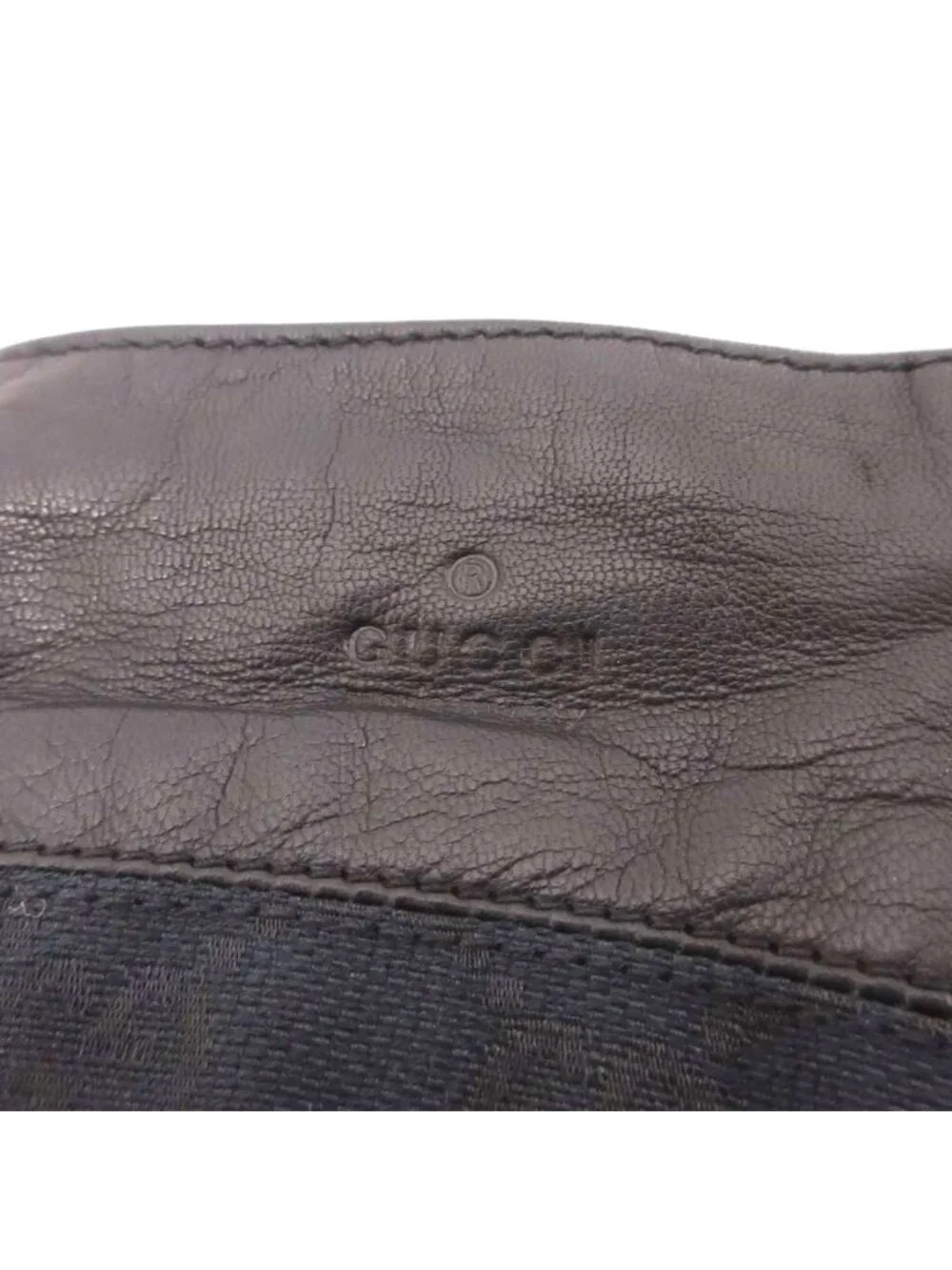 Gucci Leather Gloves GG Pattern Canvas Lining 7.5 Black